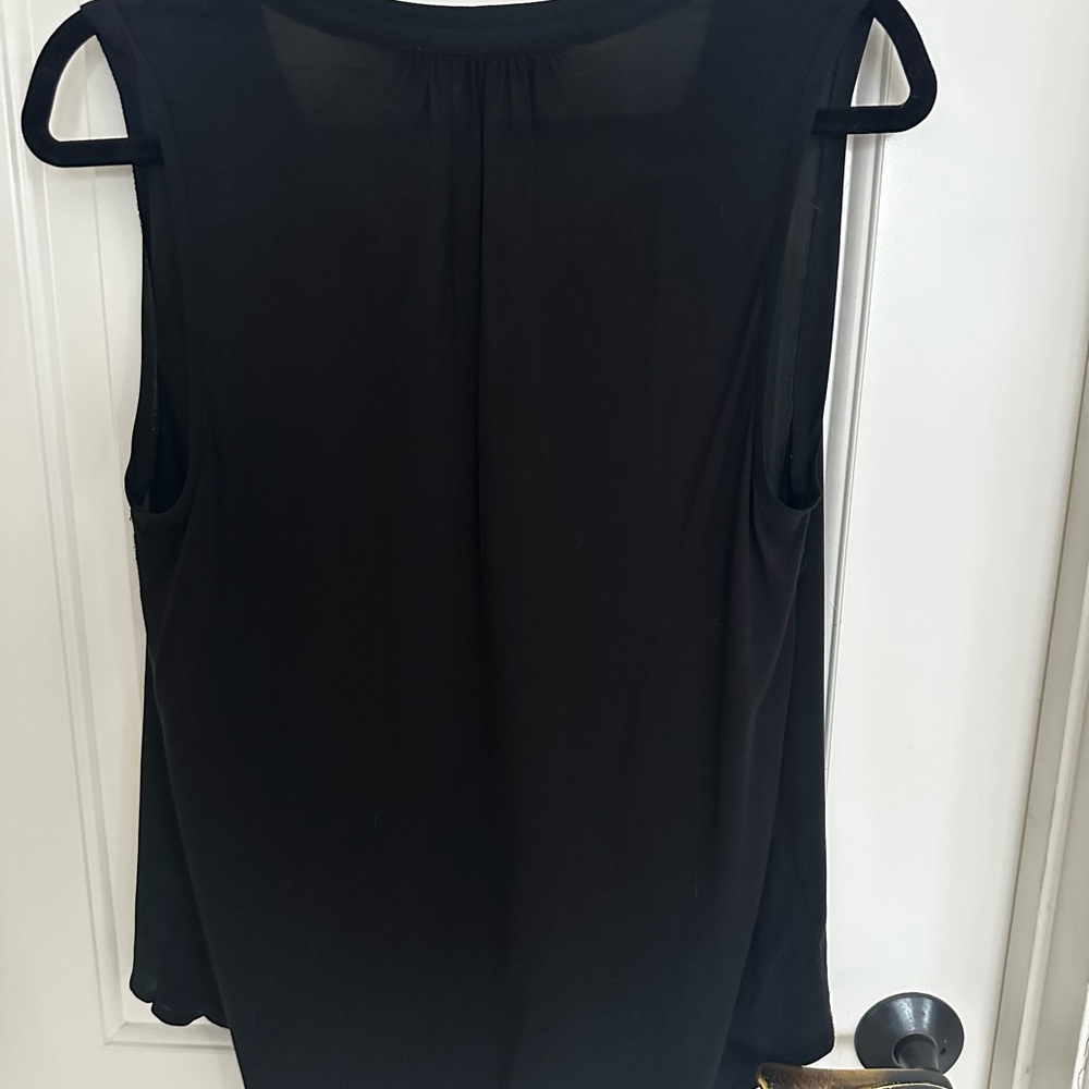 LOFT Black Sleeveless Blouse with tie V-neck. Size Medium - Picture 2 of 3